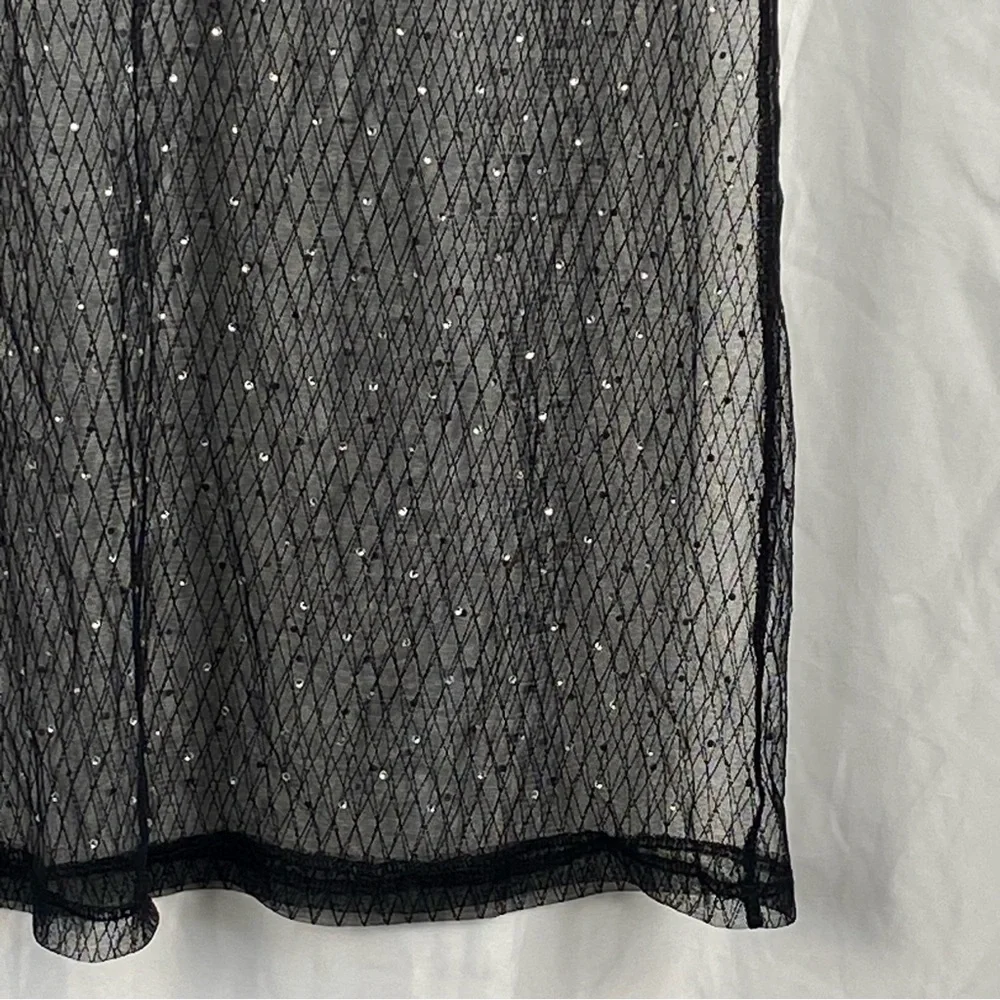 Fashion Nova Black Sheer Short Sleeve Dress with Silver Accents Size Medium - Picture 8 of 16